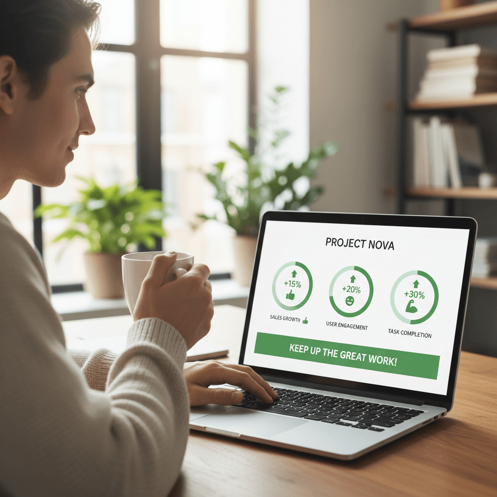 Progress tracking and results on screen